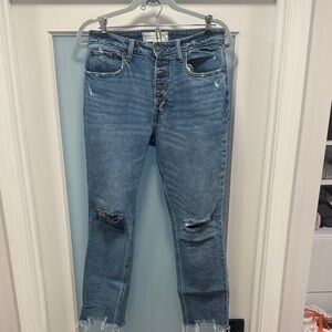 Abercrombie & Fitch Blue Distressed Mom Jeans